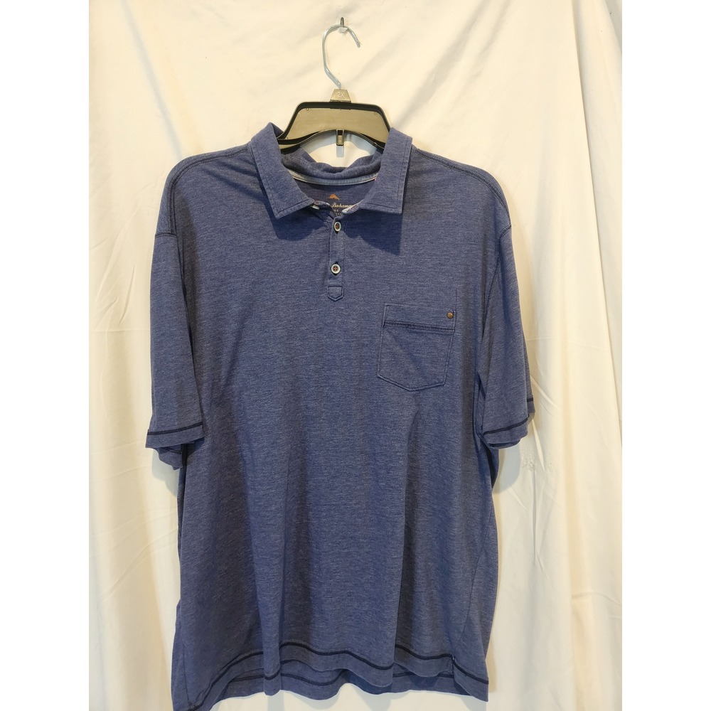 Tommy Bahama Jeans Mens XL Blue Heather Island Modern Fit Pocket Polo Shirt